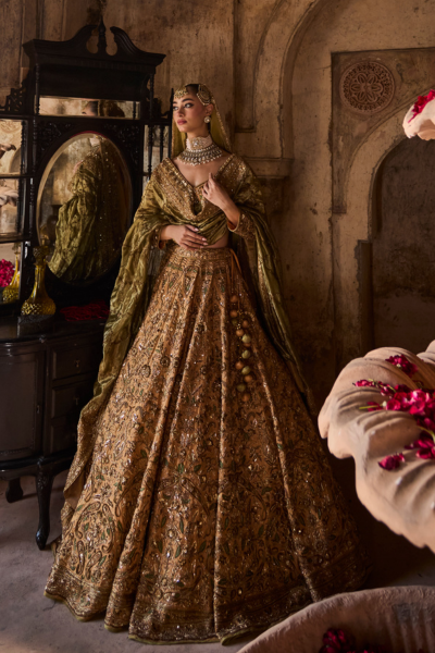 MUSTARD GREEN LEHENGA