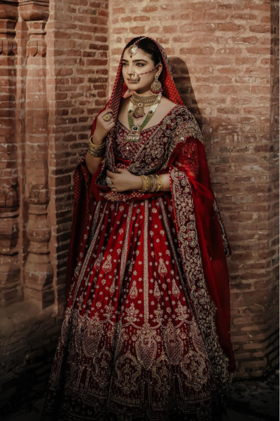 BRIDAL BRICK RED LEHENGA